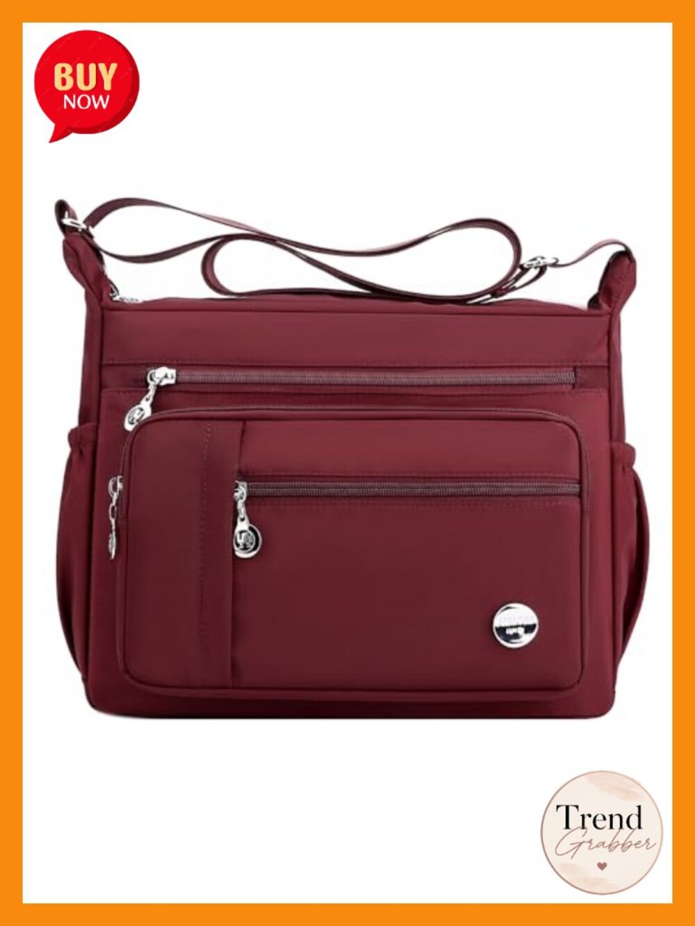 Roomy Multi-Pocket Nylon Crossbody Handbag Tote Satchel Shoulder Bag